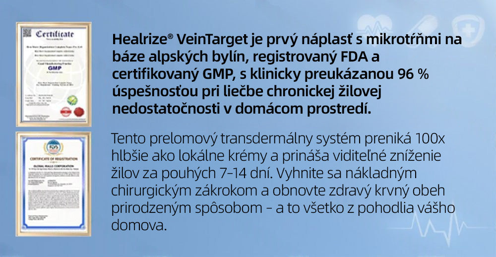 Healrize® VeinTarget mikrojihlová náplasť | Okamžitá úľava, dlhodobé výsledky