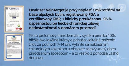 Healrize® VeinTarget mikrojihlová náplasť | Okamžitá úľava, dlhodobé výsledky