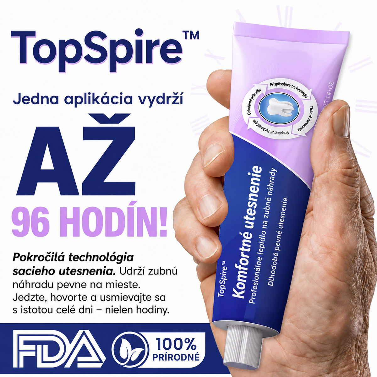 TopSpire™ Comfort Seal Pro – lepidlo na zubné protézy📦