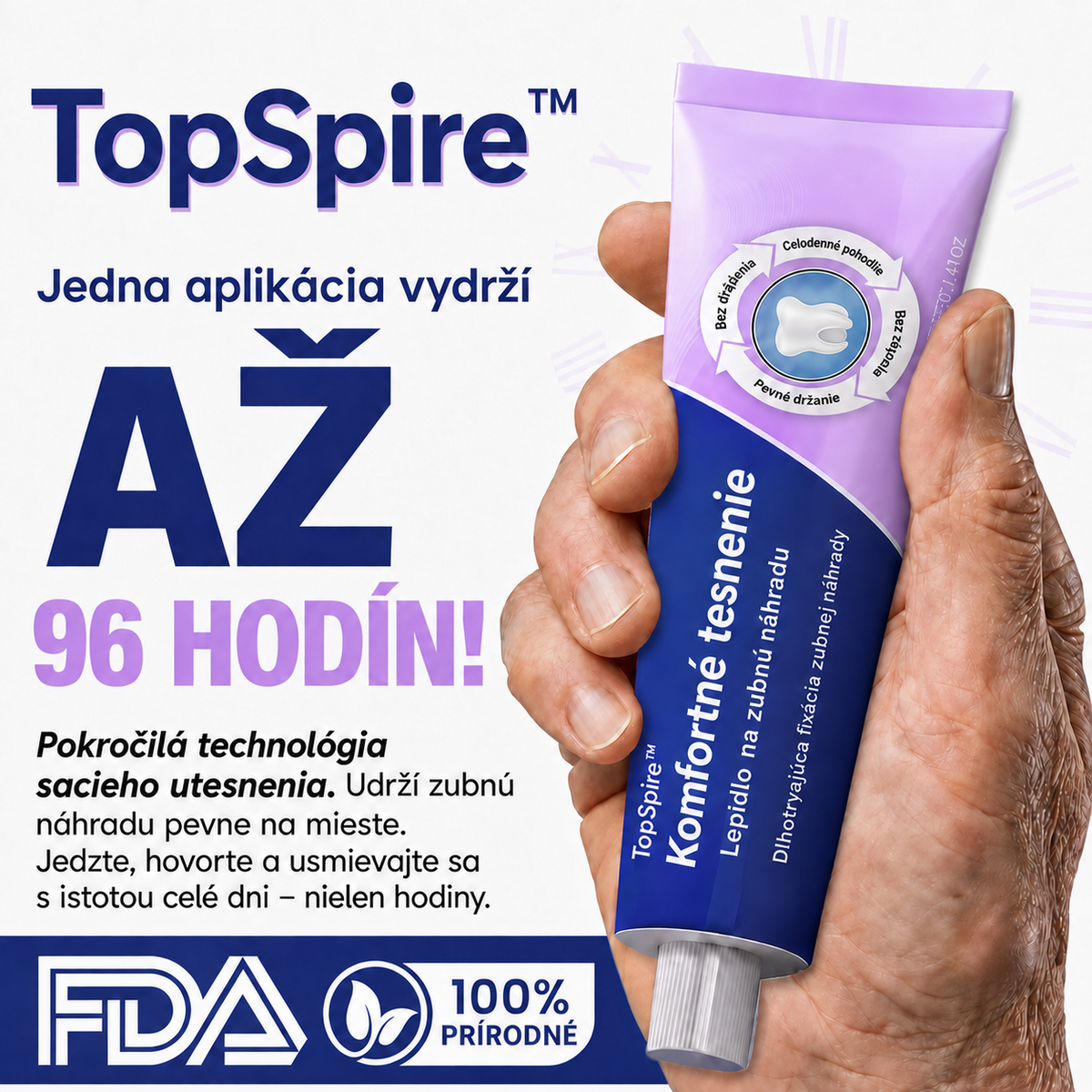 TopSpire™ Comfort Seal Pro – lepidlo na zubné protézy💙